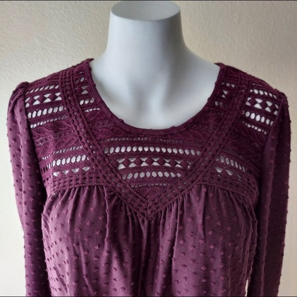 NWT DR2 by Daniel Rainn Wine Longsleeve Top S - Picture 3 of 6